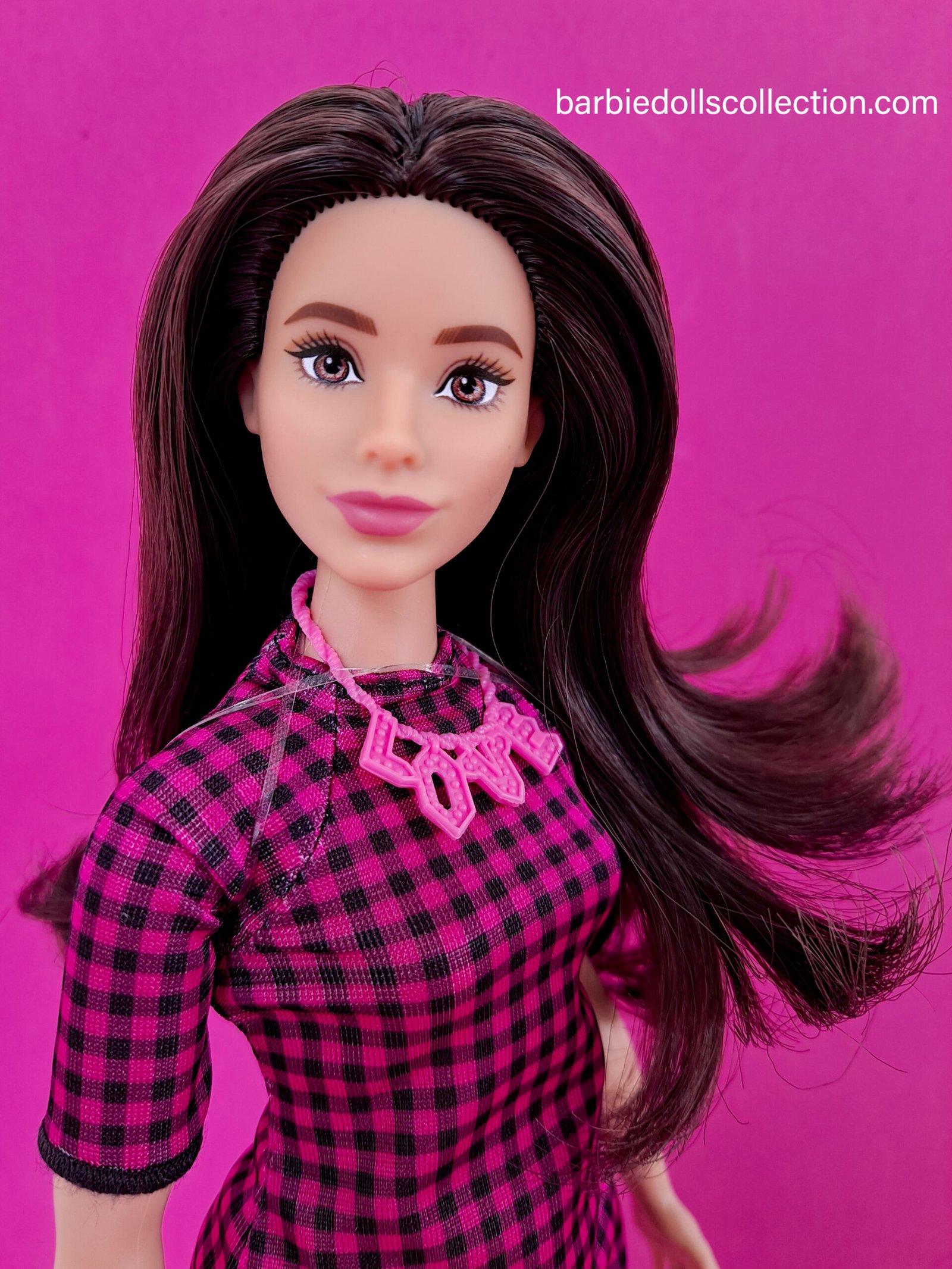 Barbie Fashionistas Doll #188 – Curvy Doll With Checkered Dress & Pink Sneakers
