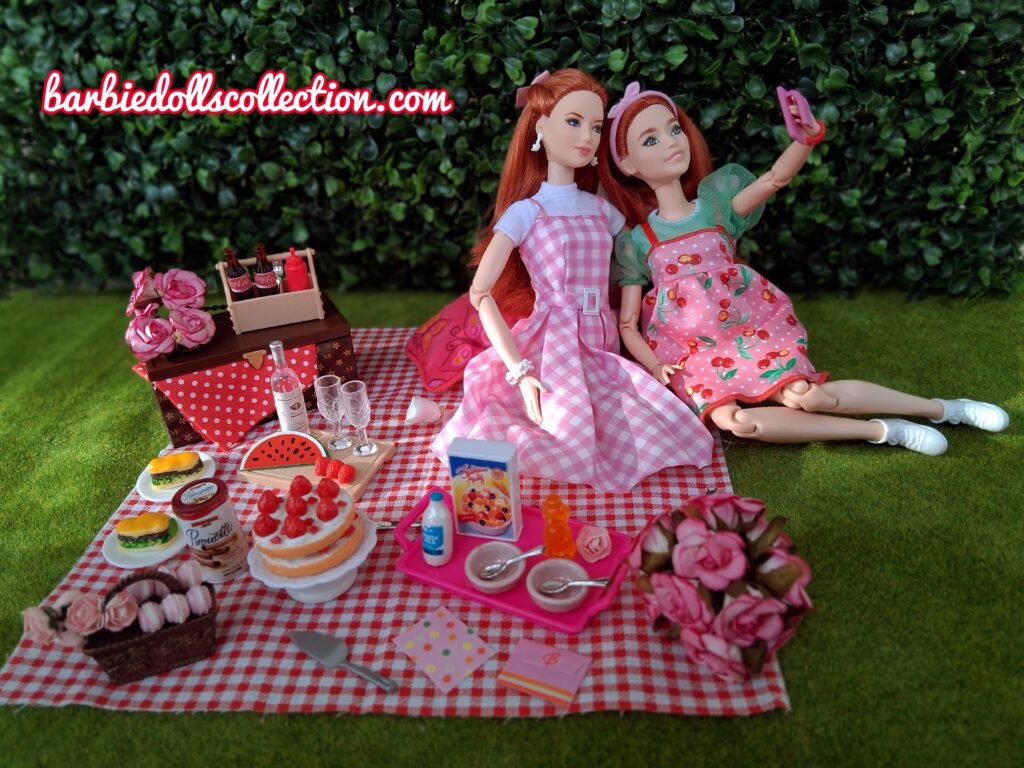 Barbie Summer Picnic Diorama showing the complete Barbiecore brunch setup.