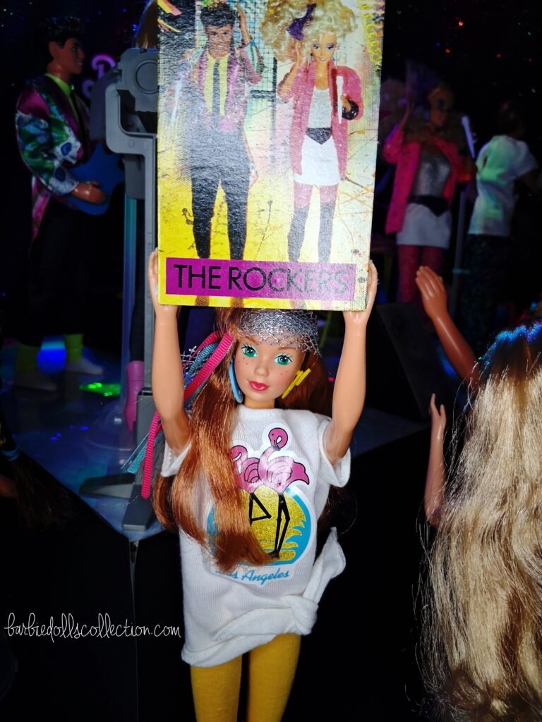 Barbie and The Rockers fan holding a concert poster