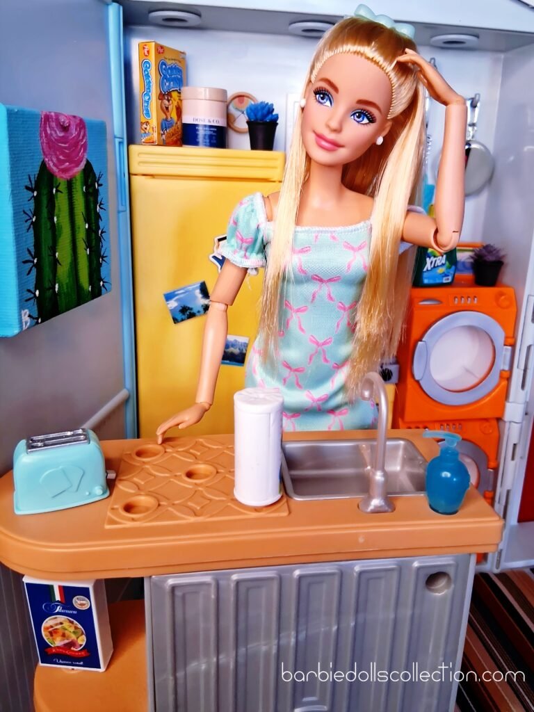 Barbie making almond and apricot cheesecake Mini Brands MasterChef