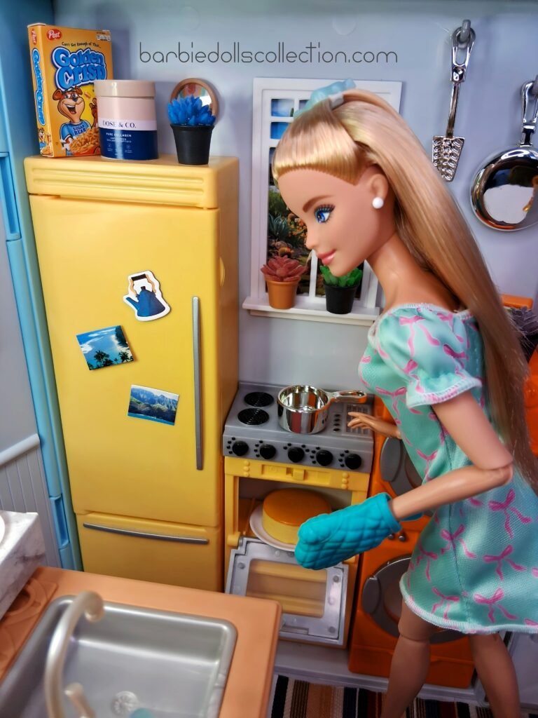 Barbie making almond and apricot cheesecake Mini Brands MasterChef