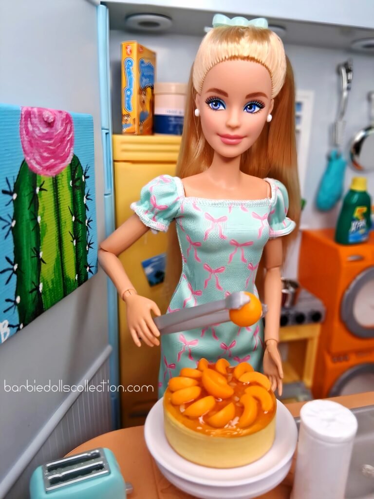 Barbie making almond and apricot cheesecake Mini Brands MasterChef
