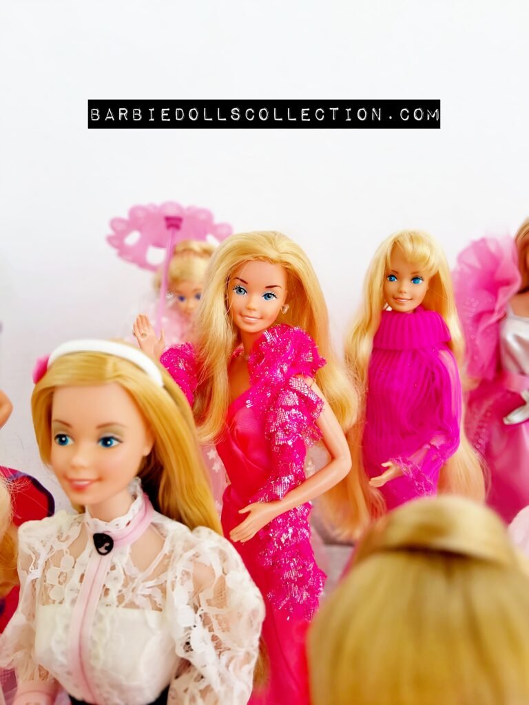 Pink Barbie dolls honoring breast cancer survivors and those we have lost
